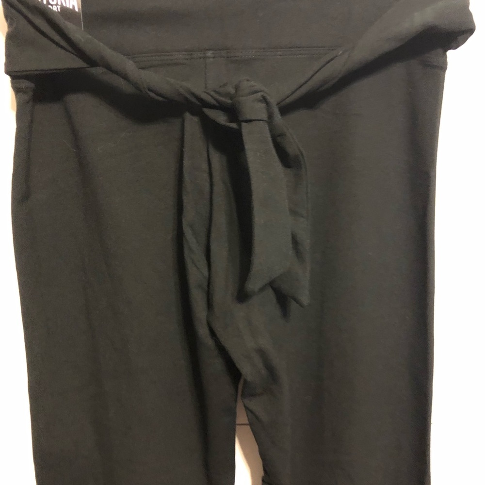 Black Tie-Waist Women's Pants